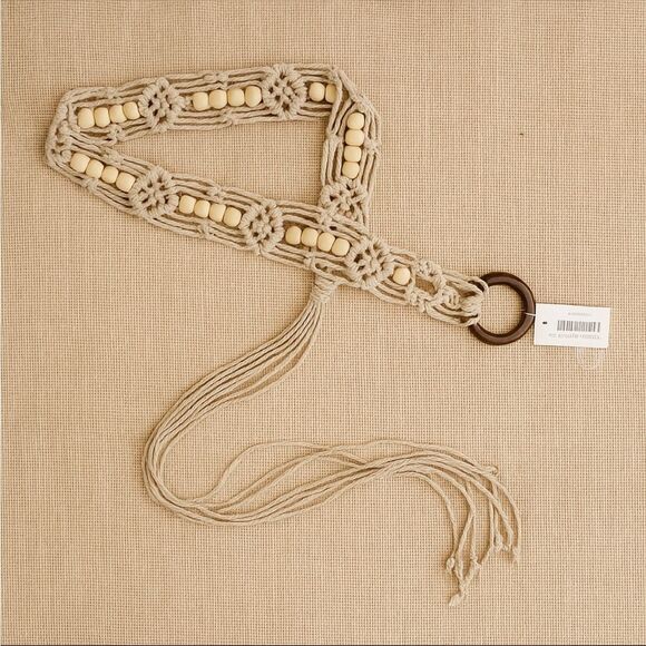 Accessories - S O L D : Macrame Woven Rattan Straw Rope Braid Waist Belt O-Ring Wooden Buckle